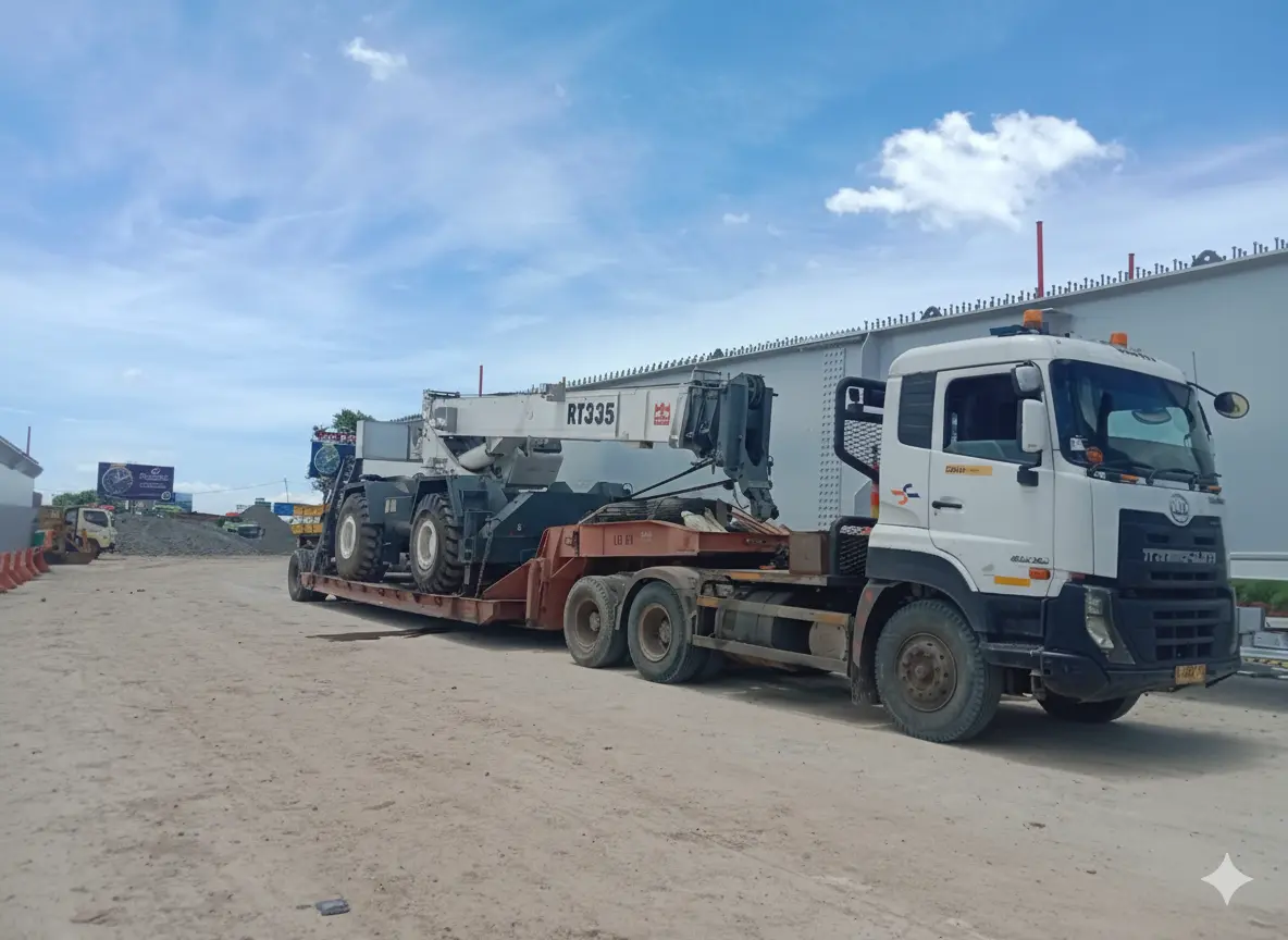 Dolly Trailer carrying a crane